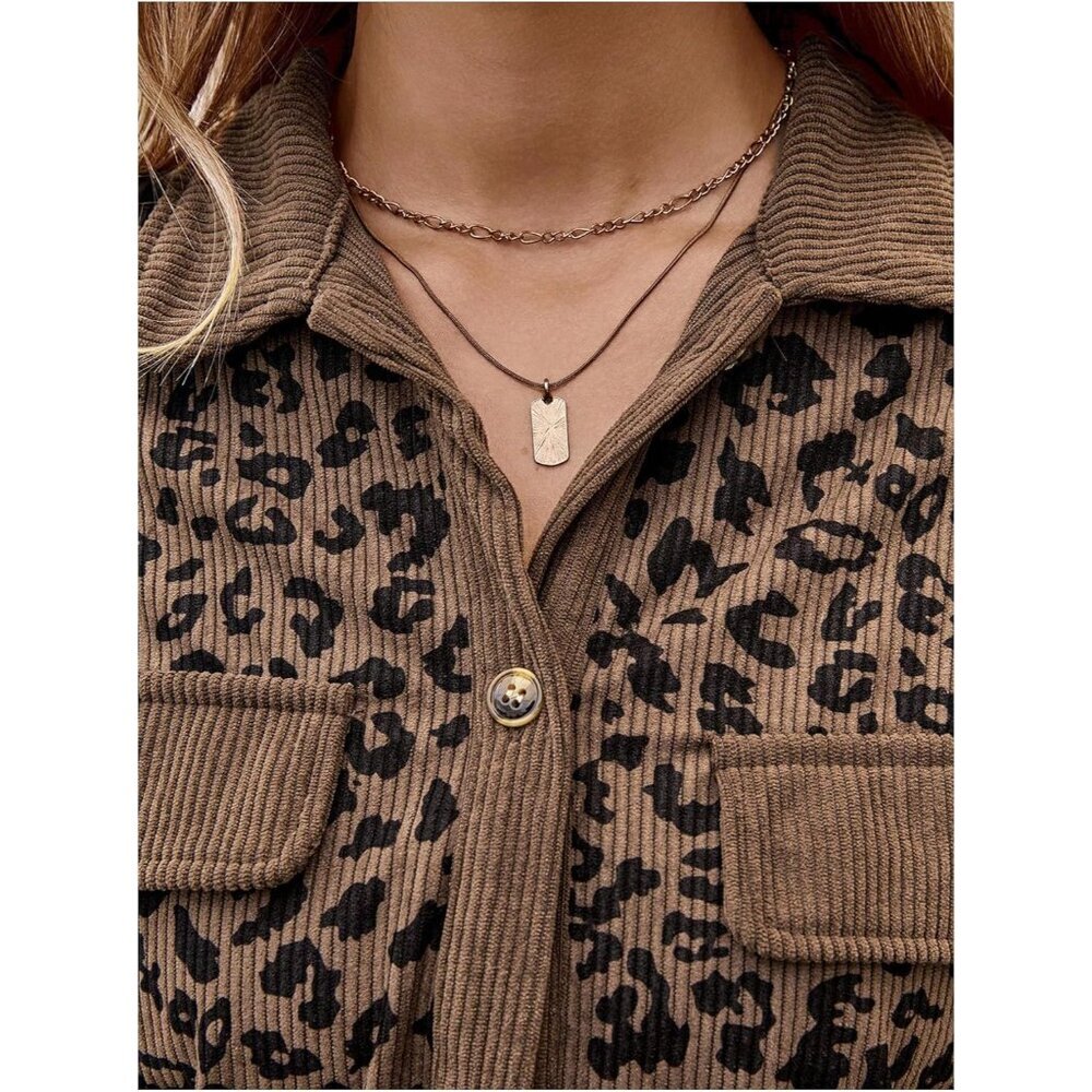 Elegant Leopard Print Button-Down Shacket for Wom… - image 5